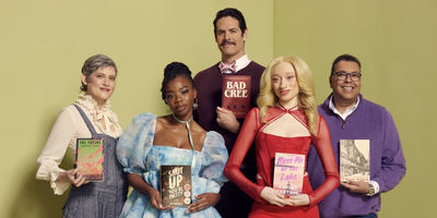 Image of the five panellists for CBC Canada Reads 2024 holding their chosen books. Left to right: Heather O'Neill, Kudakwashe Rutendo, Dallas Soonias, Mirian Njoh, Naheed Nenshi