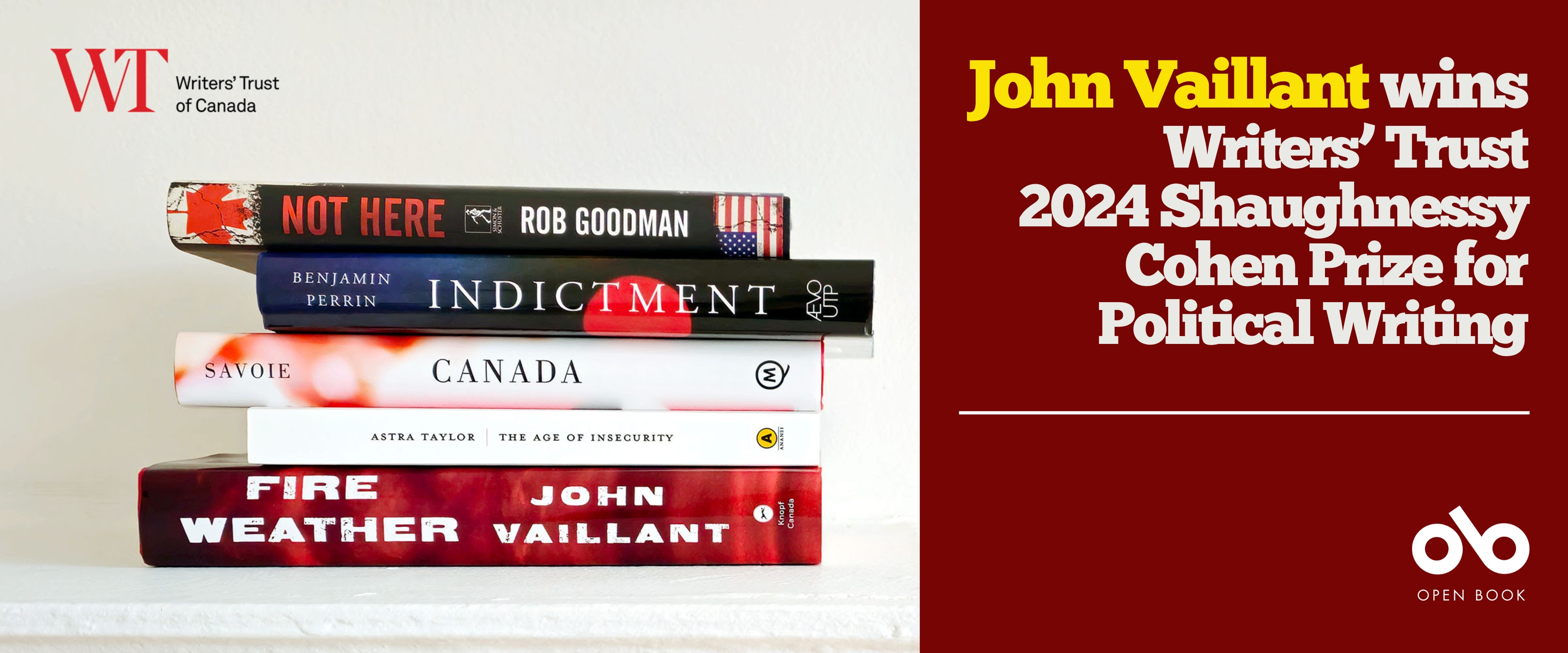John Vaillant Wins the 2024 Writers' Trust Shaughnessy Cohen Prize for Political Writing