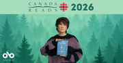 Tegan Quin and The Cure for Drowning by Loghan Paylor at Canada Reads 2026. Canada Reads 2026 banner featuring a person in a purple and black striped sweater holding 'The Cure for Drowning' by Loghan Paylor against a turquoise forest background, with the CBC logo and Open Book logo displayed.